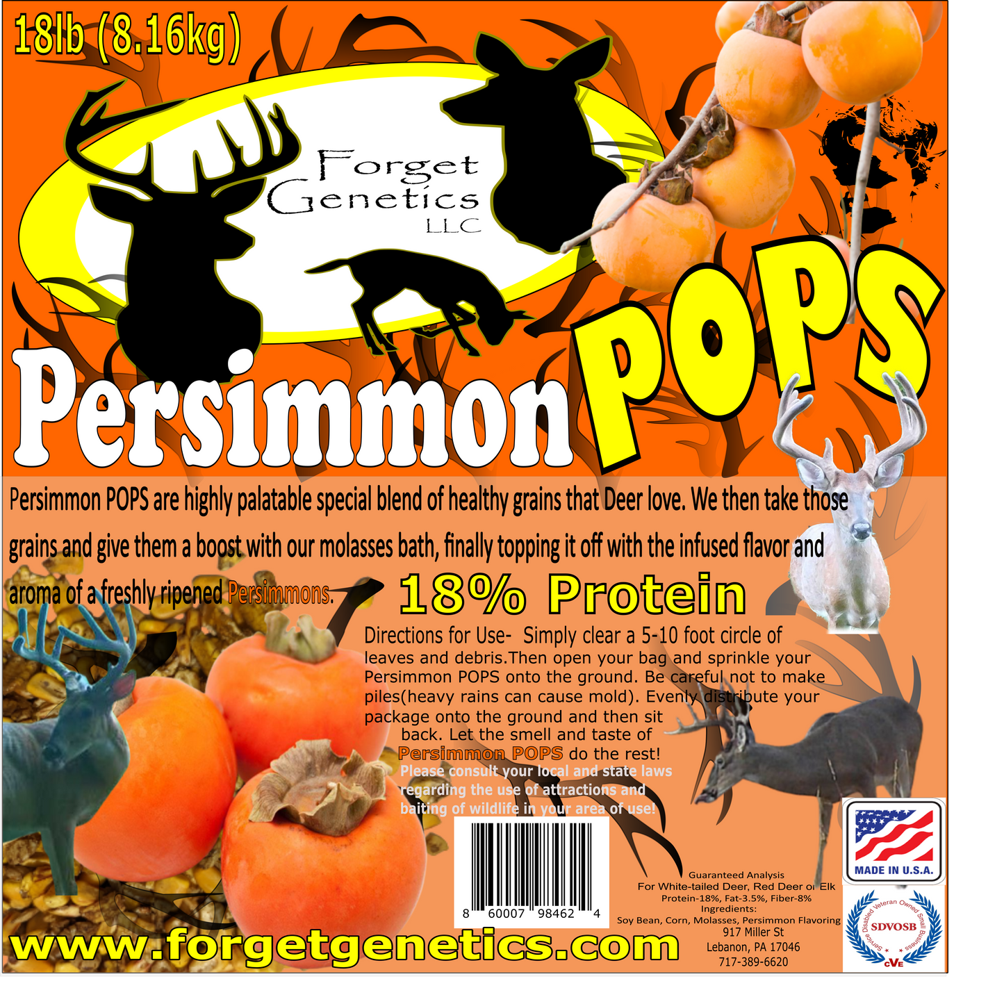 Persimmon POPs 18lb (8.16kg) FREE Shipping!!